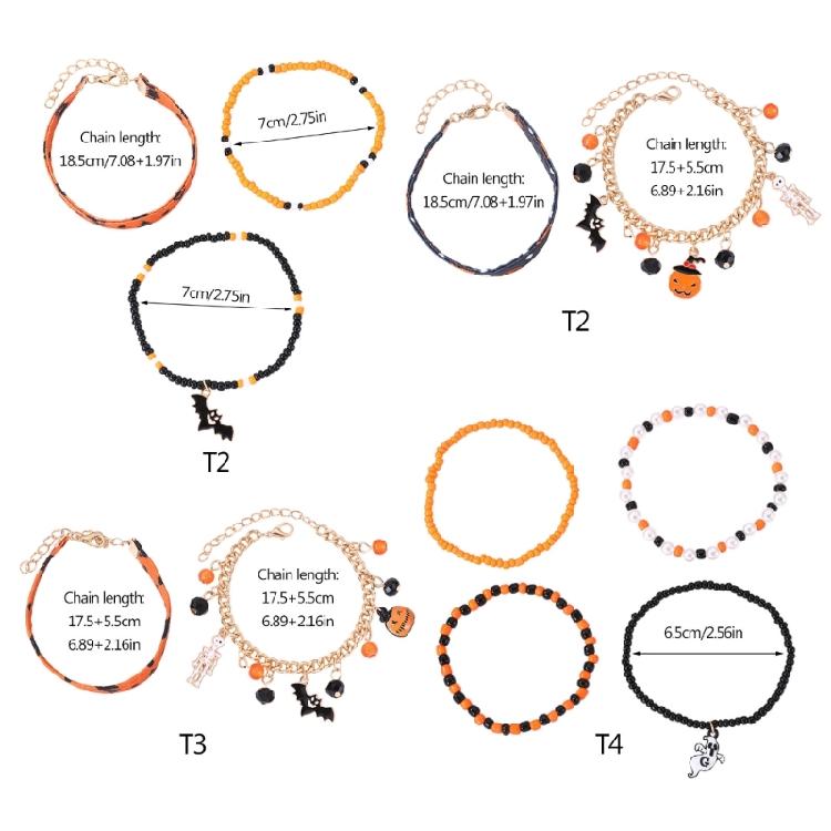 Rice Beaded Bracelet for Women Men Halloween Hip Hop Bracelets Set Jewelry Gift
