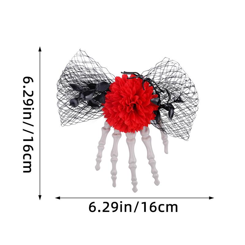 

1 шт. Хэллоуин Ведьма Призрак Невеста Украшение Боковая заколка Сетка Пластик/Полиэстер Странный танец Роза Заколка для волос Заколка для волос для платья красный