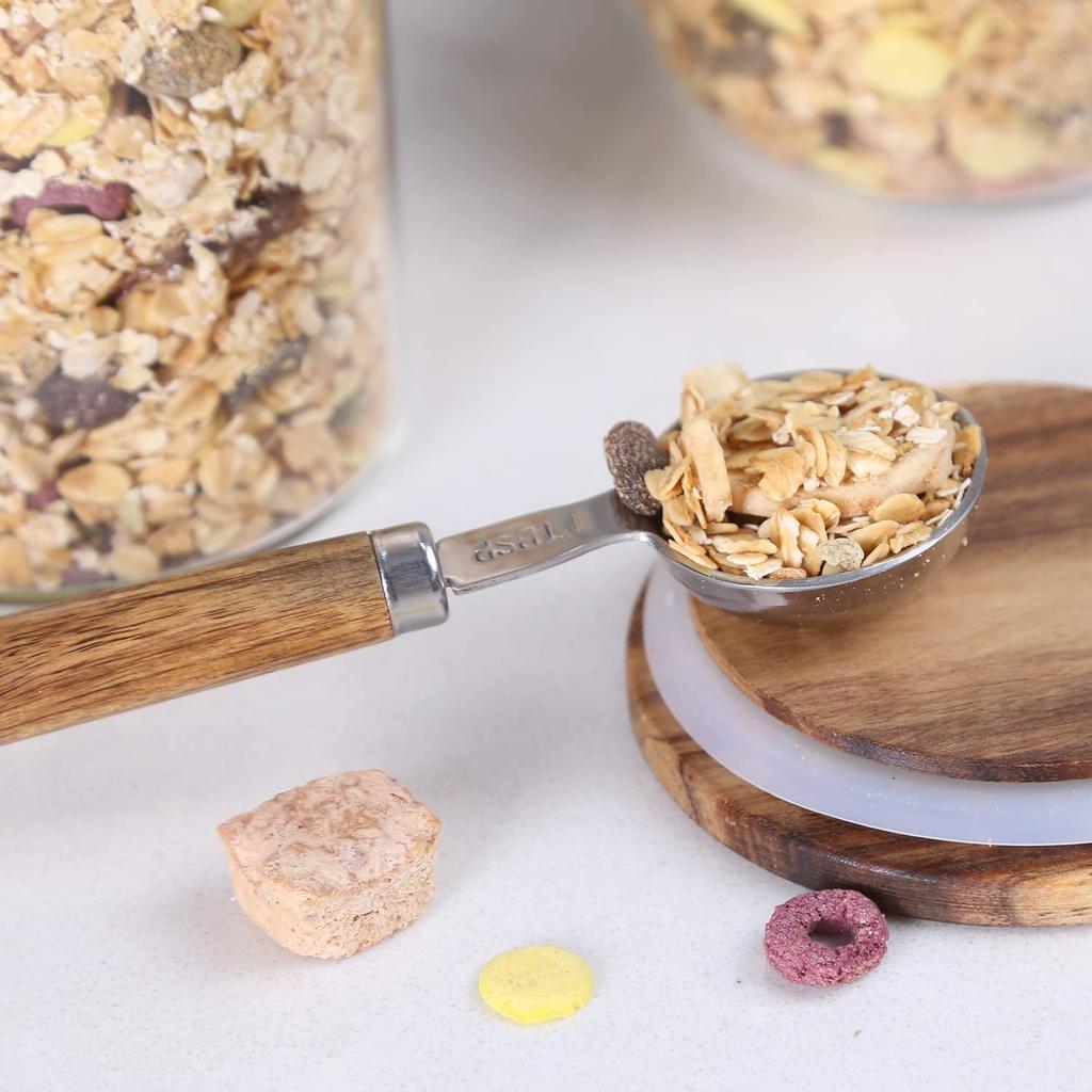 KKC Coffee Measuring Spoon, Stainless Steel with Black Walnut Wood Handle, Holds 7g Coffee Beans and 5g Coffee Powder, Spices, Oatmeal, Tea, Milk