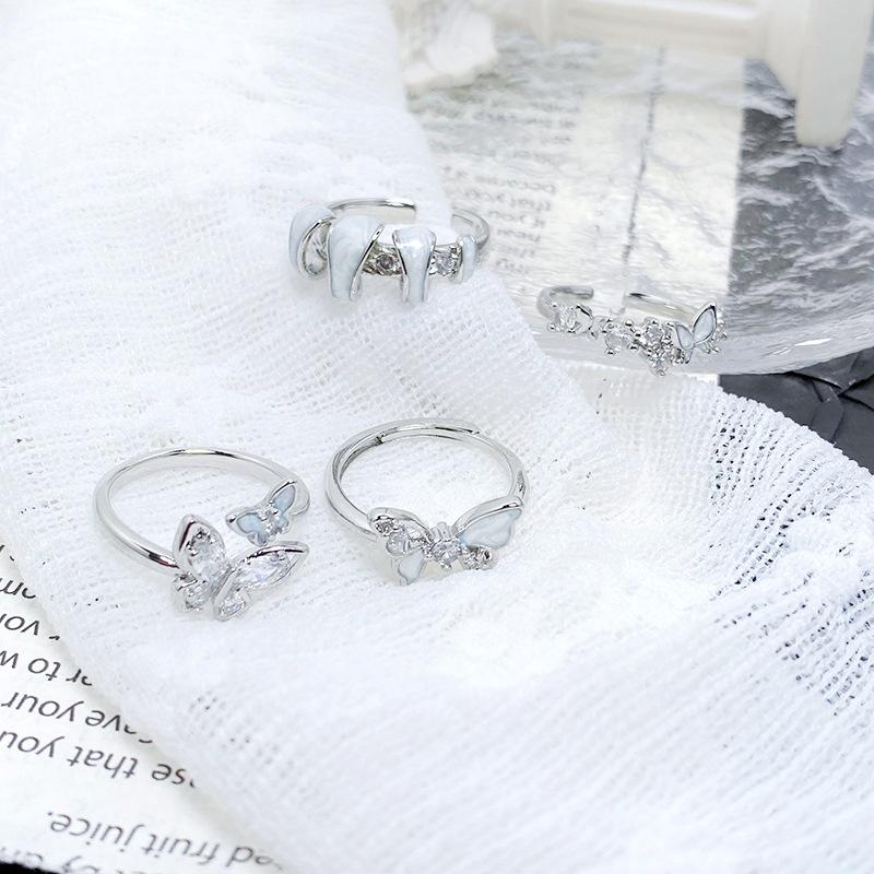 [Schmetterling Schatten Streamer] Schmetterling Emaille Tropföl Zir*****Pening Ring Nische Leichter Luxus High-End Gefühl Stapelring Frau