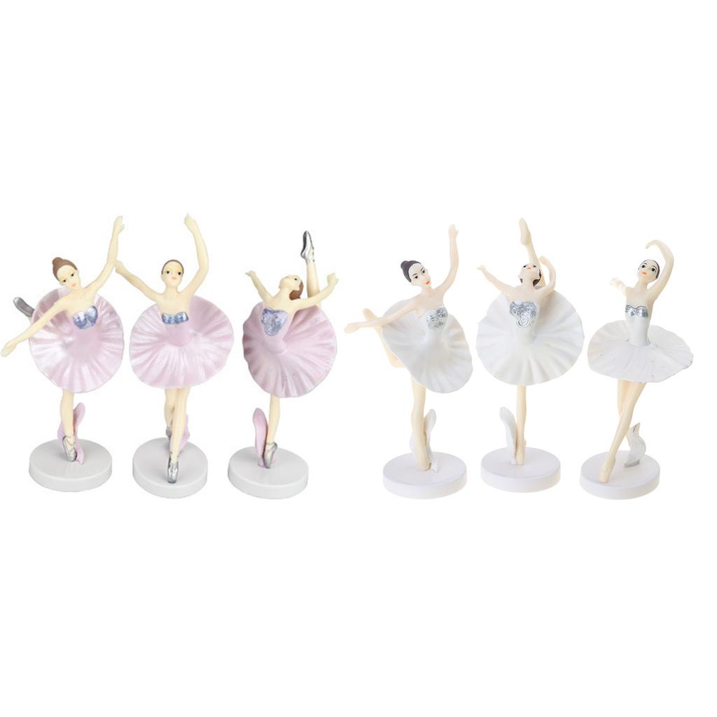 Pack of 3 Ballet Girl Cake Decorations Ballerina Cake Decor Perfect for Girls Princess Wedding Birthday Celebrations