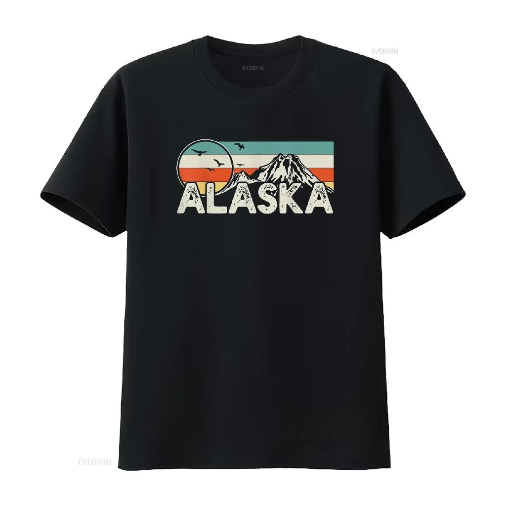 Alaska Travel Traveling Souvenir T Shirt Vintage Washed Versatile Breathable Slightly Homme Casual Streetwear Fashion
