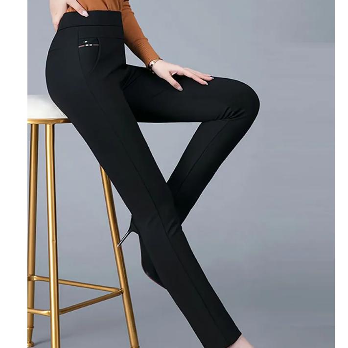 Women's Elastic High Waist Casual Stretch Pants Middle-aged Straight Plus Size Pants