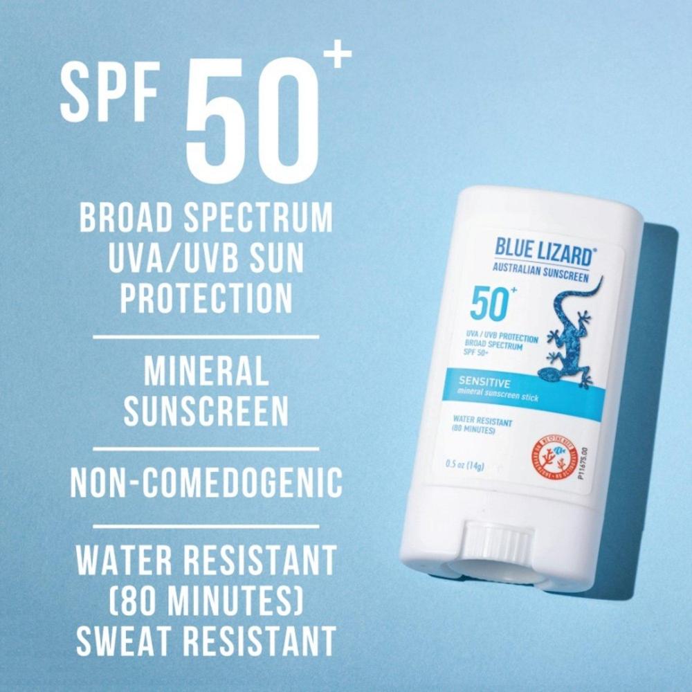 Blue Lizard Australian Sunscreen Sensitive Mineral Sunscreen Stick Spf 50+ 0.5 Oz