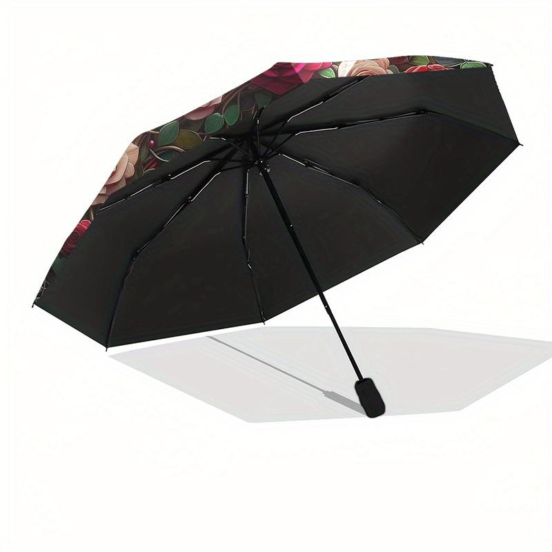 Stained Rose Window Art PrintUmbrella, Portable 3-Fold Compact Umbrella for Men & Women Gift