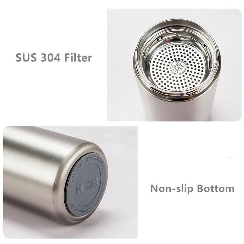 New 350ml Thermos Mug with Filter Business Style Double Wall Stainless Steel Vacuum Flasks Coffee Tea Travel Mug Thermocup