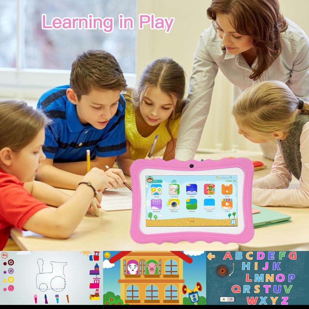 7in Tablet 1G+8G Memory 0.3MP Camera BT Wifi Kids Tablets Support for Android 7 for Gaming Learning
