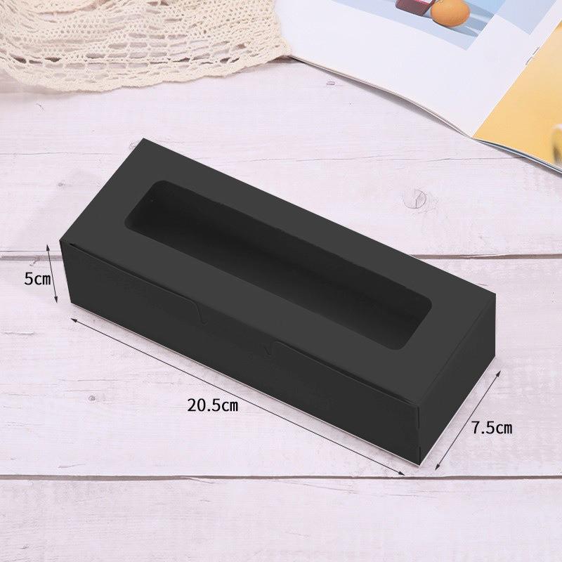 

10 шт. прямоугольная прозрачная откидная крышка с окном для выпечки, упаковка для кондитерских изделий, крафт-бумага, упаковка для макарон, печенья, конфет 20.5x7.5x5cm чёрный