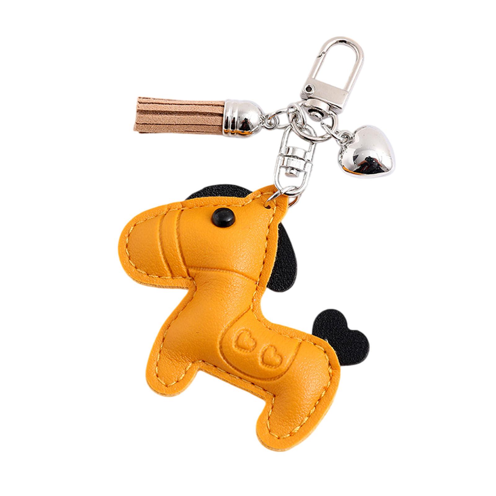 

Elegant Secure Alloy Hook Keychain Cartoon Horse Leather Key Chain with Heart Pendant Hanging Ornament Decoration жёлтый