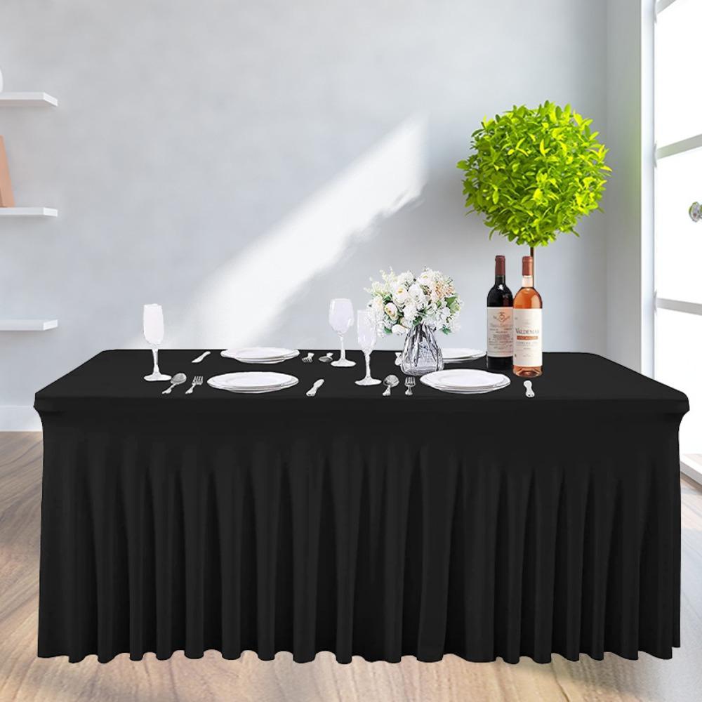 Solid Color Table Skirt Soft Table Cover Party Supplies Elastic Table Cloth  Wedding
