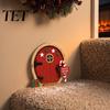 Holiday Home Ornaments Christmas Fairy Door Wall Decoration, Solid Wood with Adhesive Backing Design, Tree Decorations Miniature Tiny for Trunks