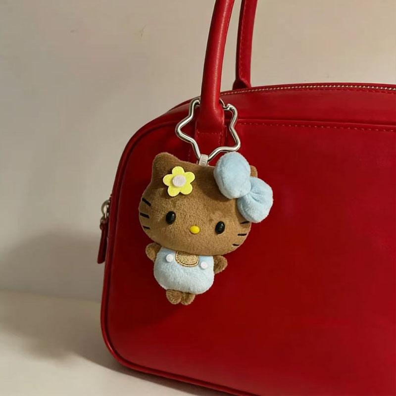 New Hello Kitty Keychain Cartoon Plush Bag Pendant Bow Soft Cute Girl Series Pendant Versatile Gift
