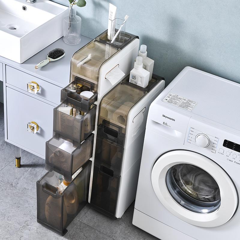 Elegant Bathroom Crevice Storage Rack: Compact Floor-Standing Cabinet