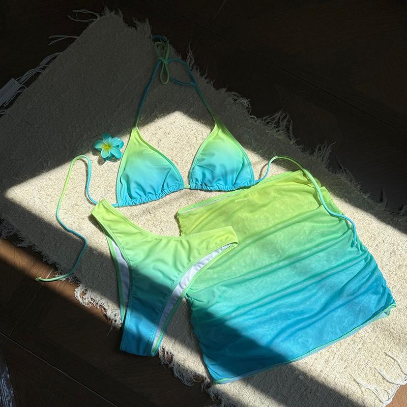 Neuer Sexy Neckholder Stufenrock Bikini Neuer Damen Badeanzug Damen Bademode Dreiteiliges Bikini-Set Badeanzug