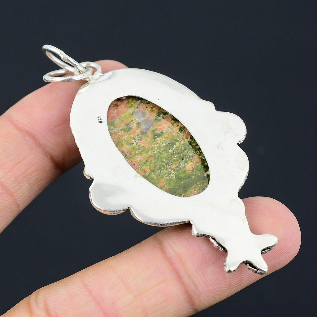 Friendship Day Sale Unakite Stone Flower New Pendant Jewelry 925 Sterling Silver