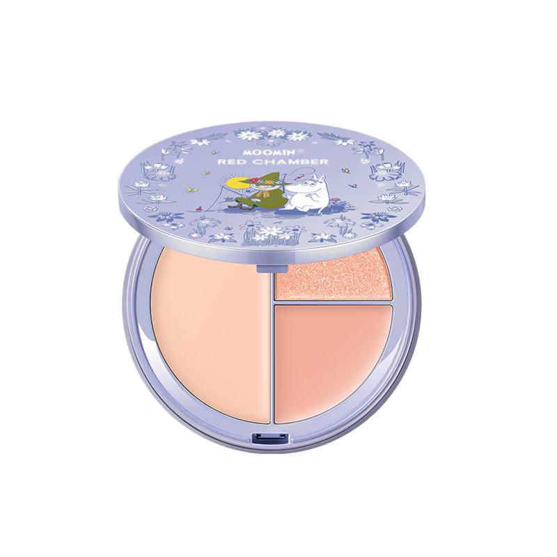 RED CHAMBER Moomin Collaboration Three-Color Highlighter Palette #Summer Snow Song Three-Color Highlighter