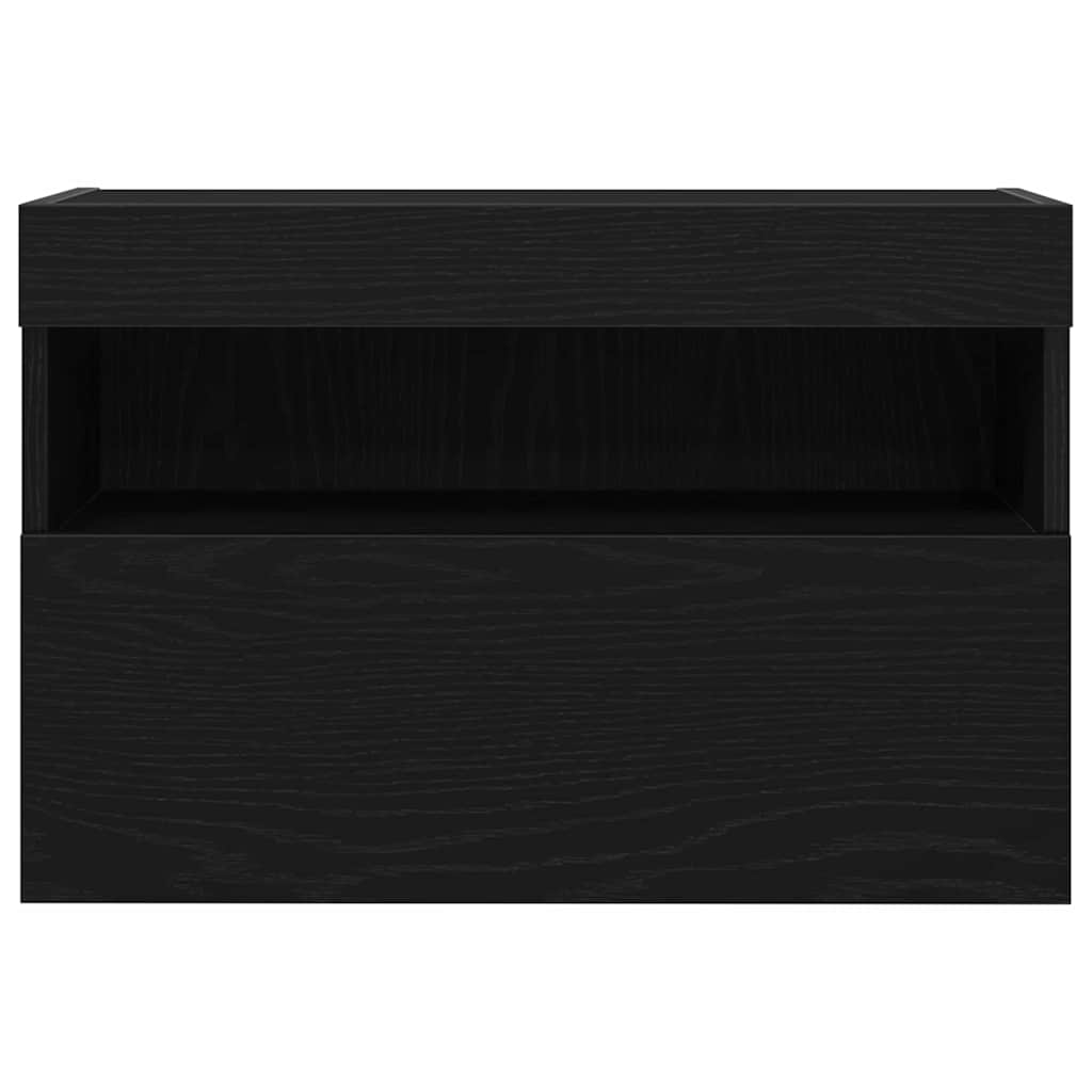 TV Wall Cabinet 2 Pcs Black Oak Effect 60 X 30 X 40 Cm