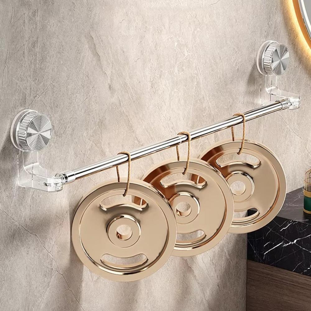 Portable Suction Cup Towel Holder Retractable Rotatable Angle Towel Rod No Drilling Storage Shelf Kitchen Bathroom