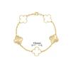 Bracciale da donna di alta qualità in oro rosa 18k, laser bianco, madreperla, calcedonio rosso, 15mm, quadrifoglio, cinque fiori