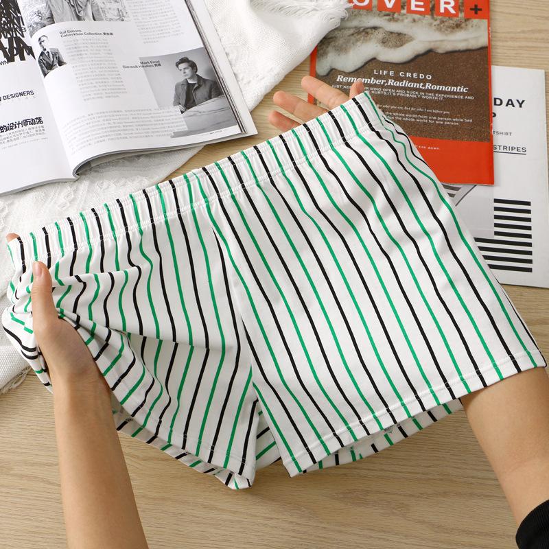 Men Vertical Striped Boxers Briefs Cotton Comfortable Soft Underpants Middle Waist Shorts Large Size Underwear Loose Homewear
