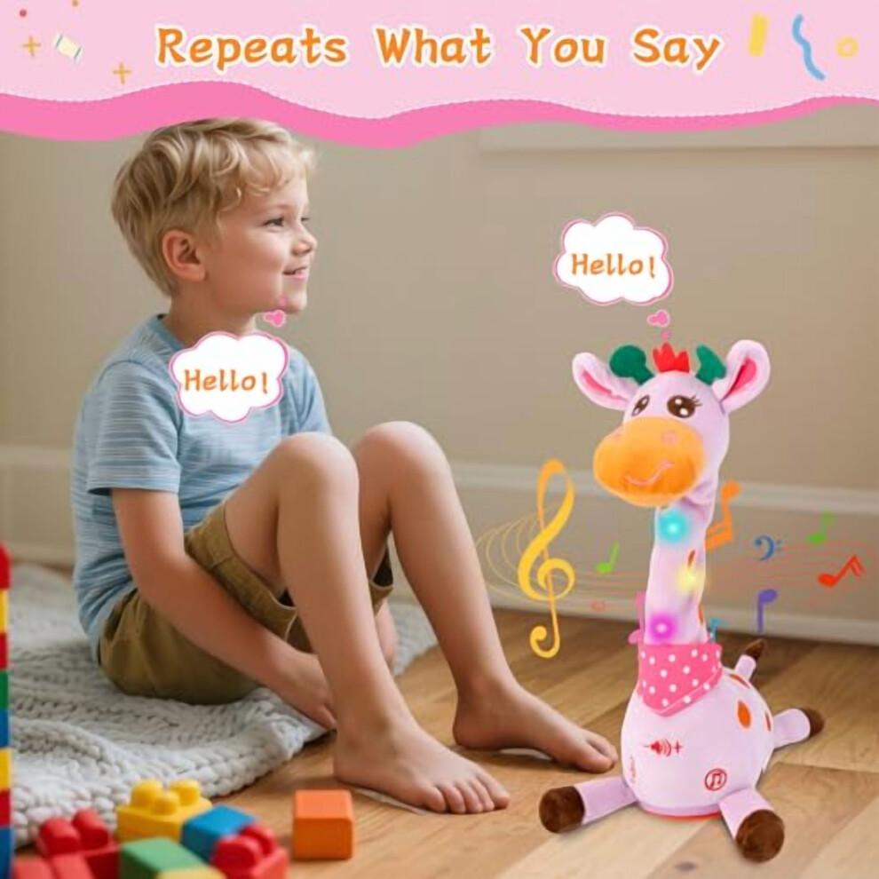 Dancing Talking Giraffe Toy, Glow-in-the-Dark Musical Stuffed Animal for Toddlers 1-3, Repeats Speech – Purple (Compatible with Kids 1-3)