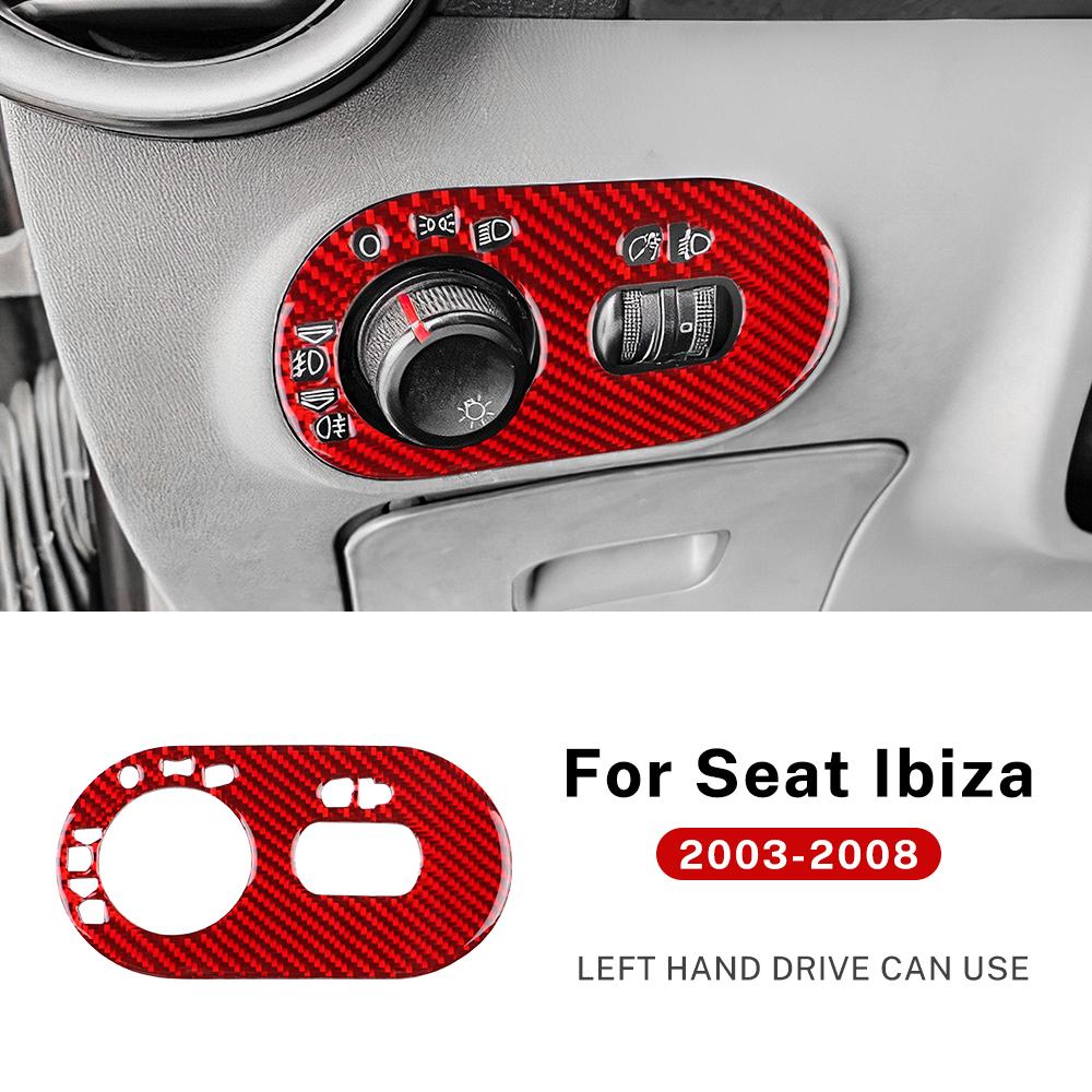 Real Soft Carbon Fiber Sticker For Seat Ibiza 6l 2003 2004 2005 2006 2007 2008 LHD Car Headlight Switch Frame Panel Accessories