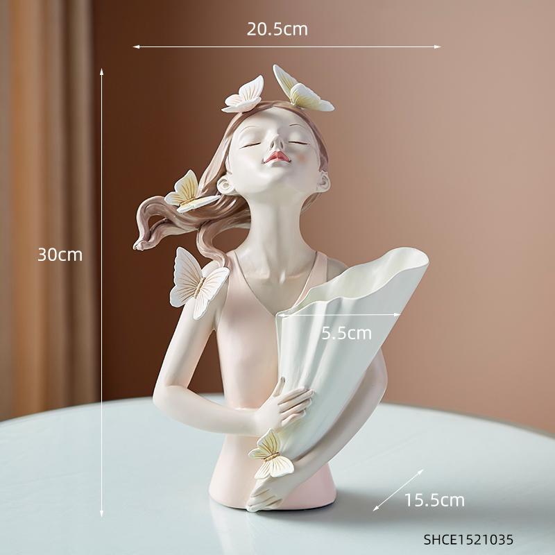 Butterfly Girl Resin Sculpture Character Model Vase Modern Home Decor Living Room Bedroom Countertop Vase Gift Nordic Decor Home