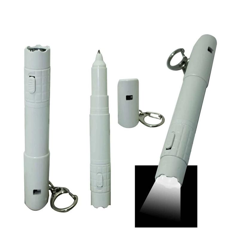 3 In 1 Emergency Ballpen With Led Flashlight & Whistle Keychain