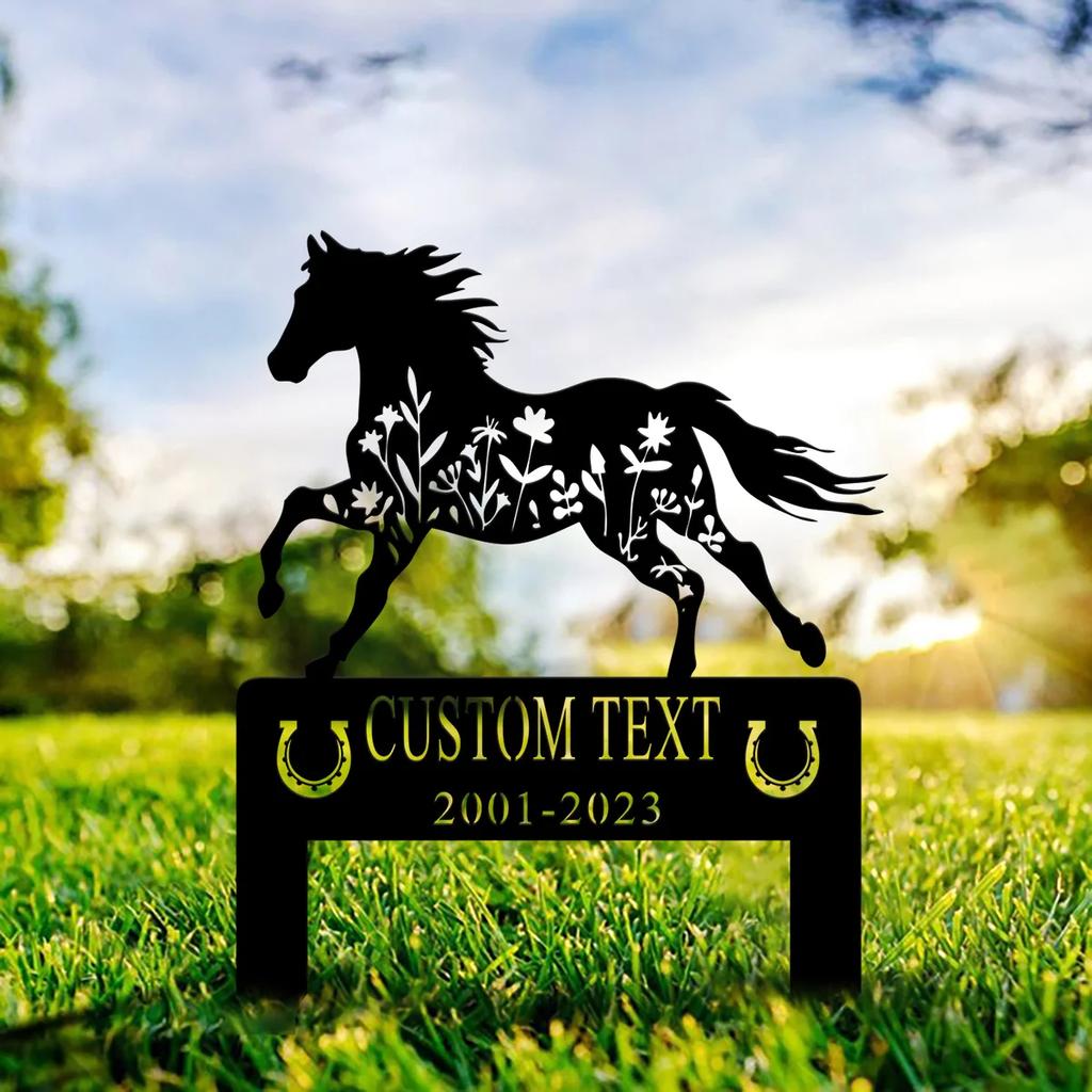 Metal Memorial Garden Stake for Horse Lover, Sympathy Grave Marker, Ranch Outdoor Decor