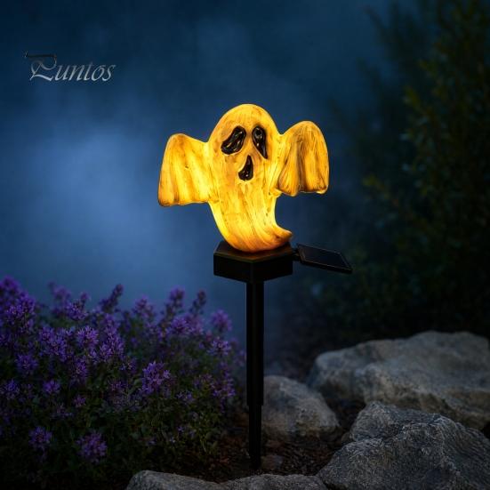 Solar Yard Lights with Sensor Halloween Pumpkin Light, Ghost Pathway Stake Lamp Lamp, Waterproof Outdoor Decor Light for Garden Patio Lawn Smart