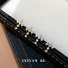 Cui Yan S925 Sterling Silver Cross Stud Earrings with Rhinestones, Light Luxury Japanese-Korean Design, Versatile for Women.