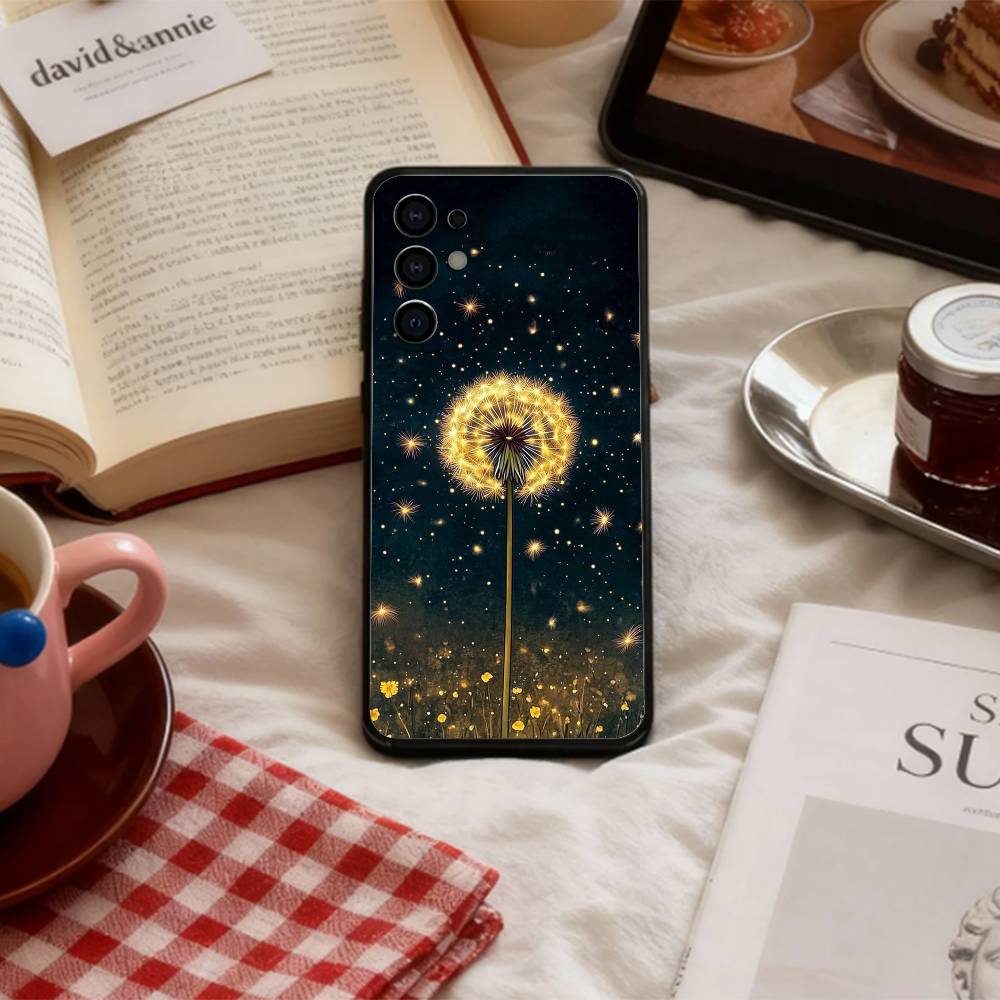COOL D-Dandelion A-Art Phone Case For Samsung S 25,24,23,22,30,21,10,9,Ultra,Plus,Lite,FE,4,5 G Soft Black Case