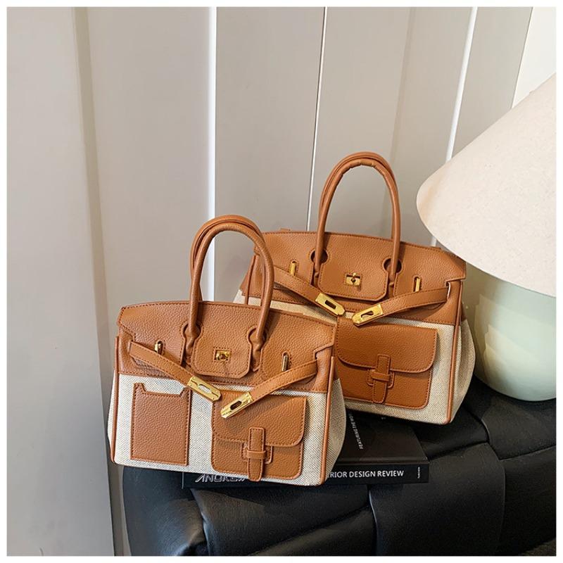 Fashion contrasting color large-capacity bag New commuter versatile messenger bag High-end women's portable platinum bag