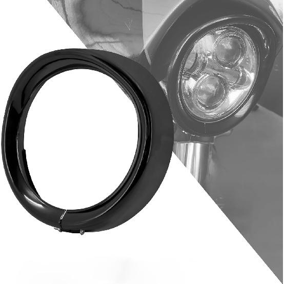 

HDBUBALUS Motorcycle Headlight Trim Ring Visor Head Lamp Decorate Ring Fit for Harley Touring Street Glide Road King Electra Glide 2014-up Black чёрный