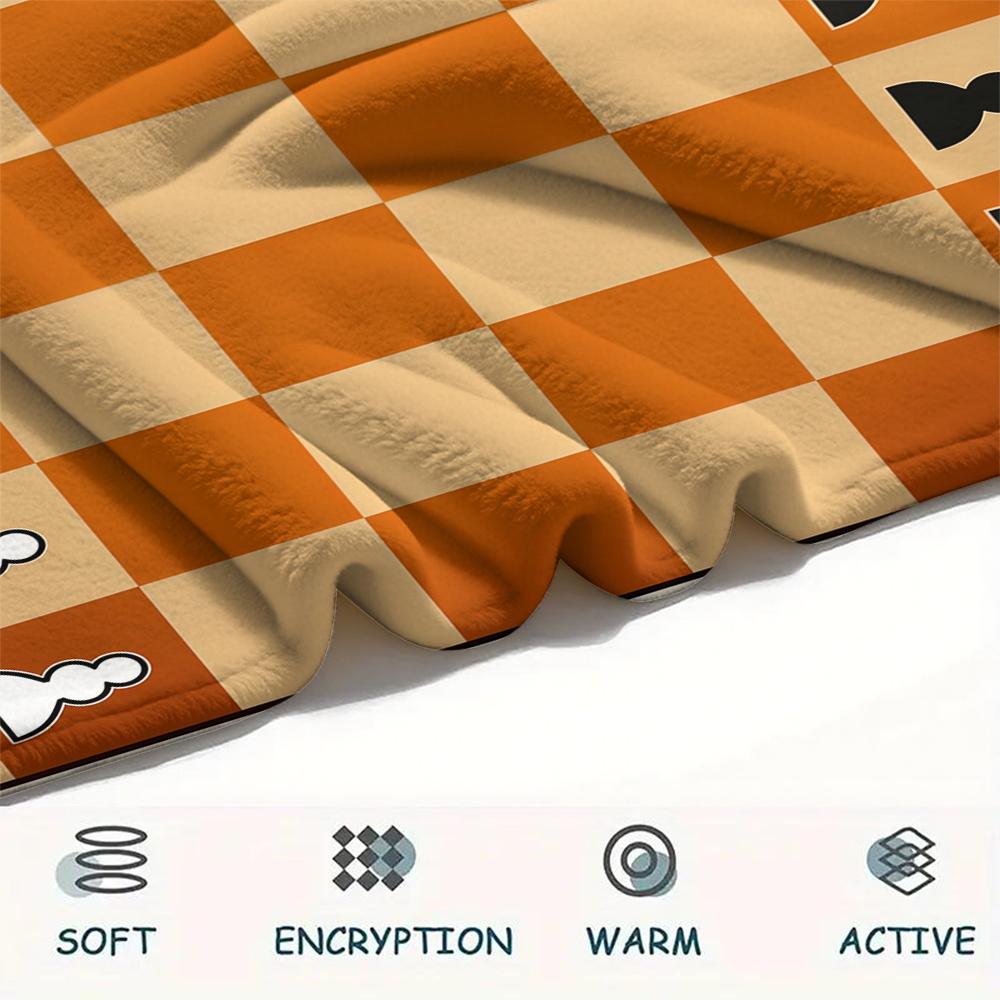 1Pc Chess Print Flannel Blanket,High quality Comfortable for All Seasons,Home Decor,Warmth and Comfort,Perfect for Christmas Gifts