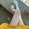 New spring and summer ultra-thin white stockings jk jacquard love stockings meat-through lace sexy pantyhose black silk