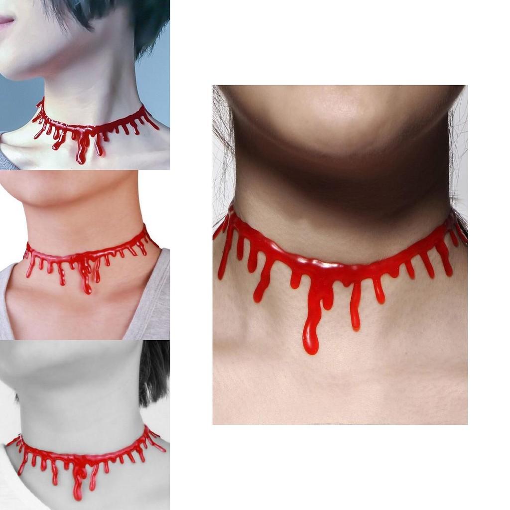Halloween Vampire Necklace Spooky Gothic Style Plastic Geometric Blood Necklace