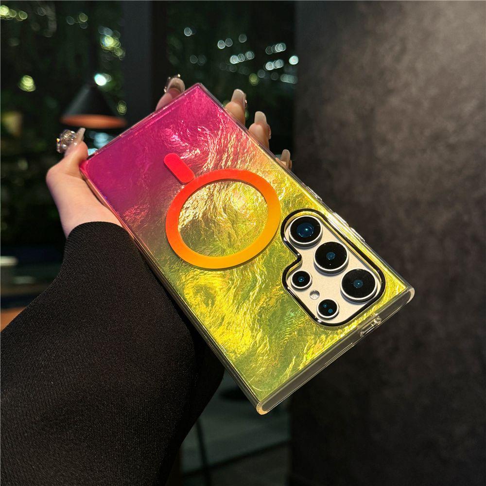 Suitable for Samsung S25 Mobile Phone Case High End Color Gradient S24fe Glacier Pattern Magnetic Suction Case S23plus Anti Fall