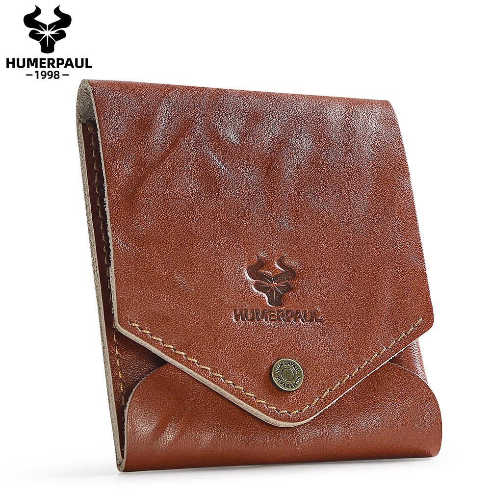 Humerpaul The First Layer of Cowhide Wallet Card Case Compact Exquisite Solid Color Casual Small Bag Portable