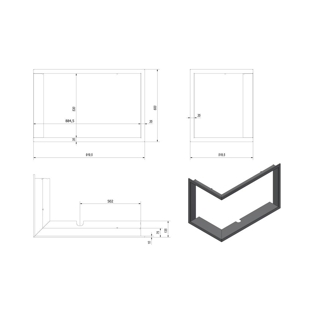 Frame for VNL/810/410 Fireplace Stove Frame Width 35 Mm
