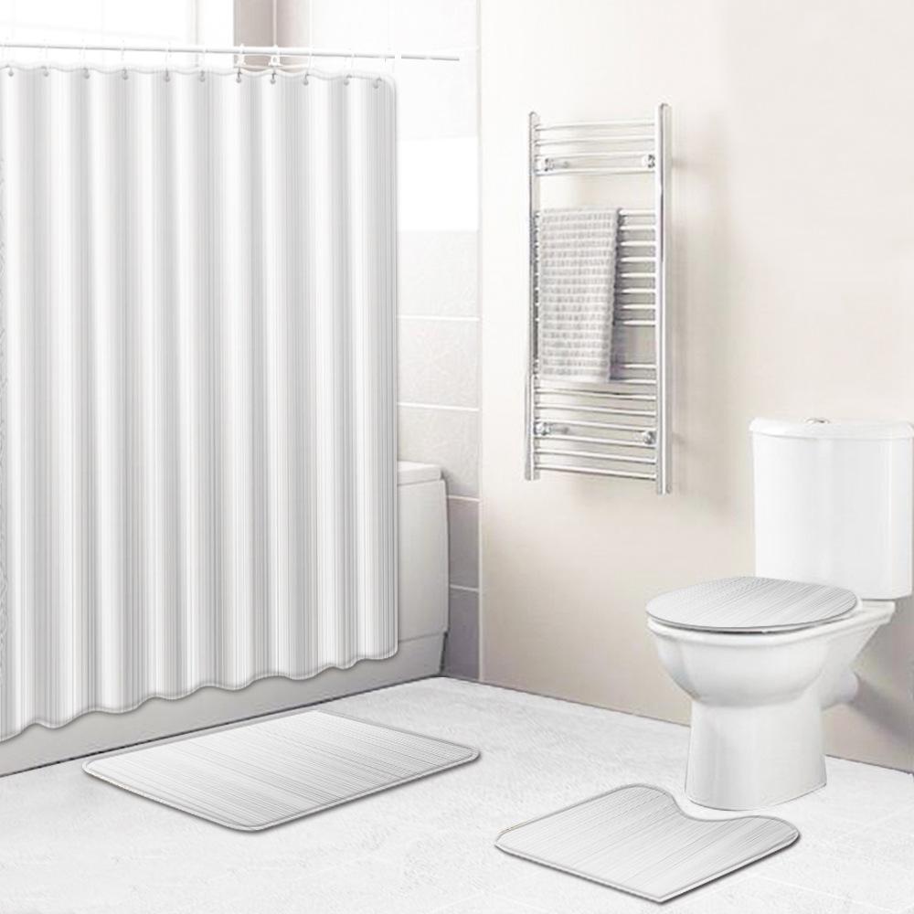 Stylish And Simple Shower Curtain Floor Mat Four-Piece Set Bathroom Toilet Carpet Shower Room Mat Foot Mat