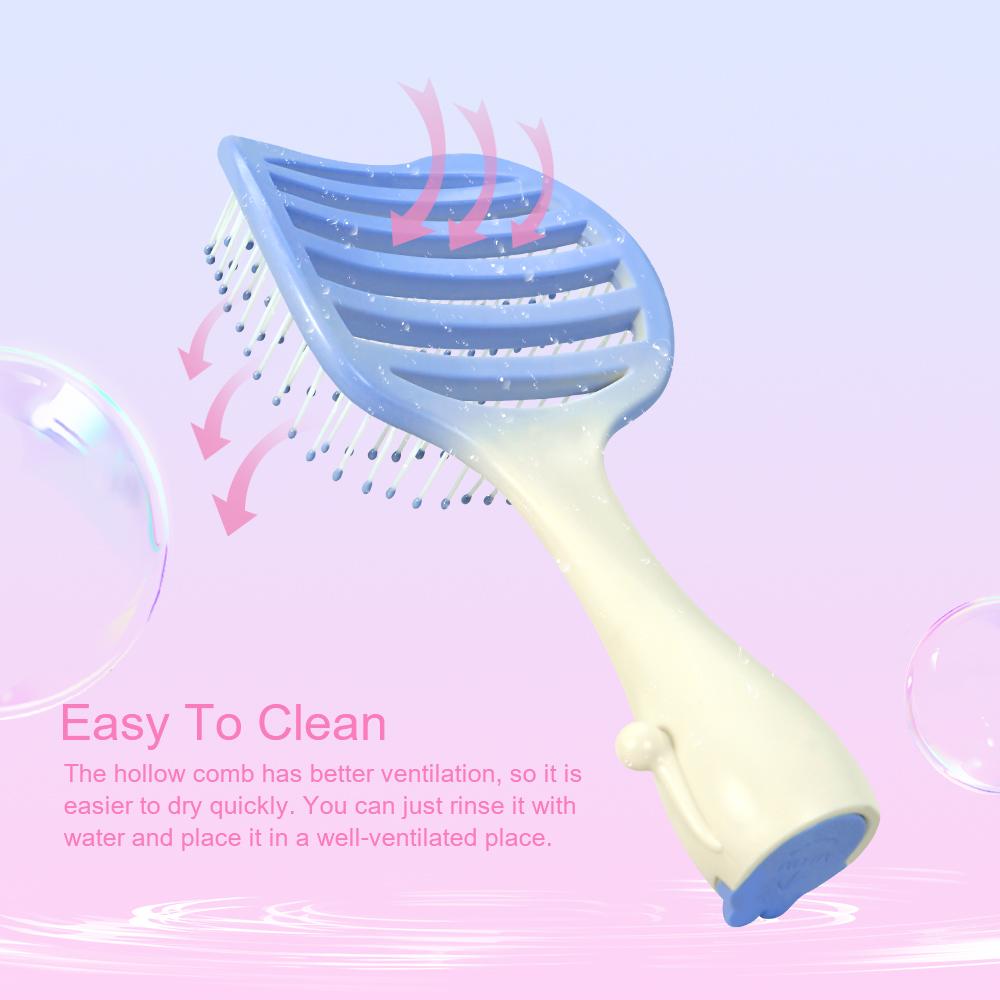 3 Colors Massage Hair Comb Cute Cat Ear Comb Dry Wet Hair Comb Detangler Hairbrush Hollow Out Hair Comb Household Styling Tools