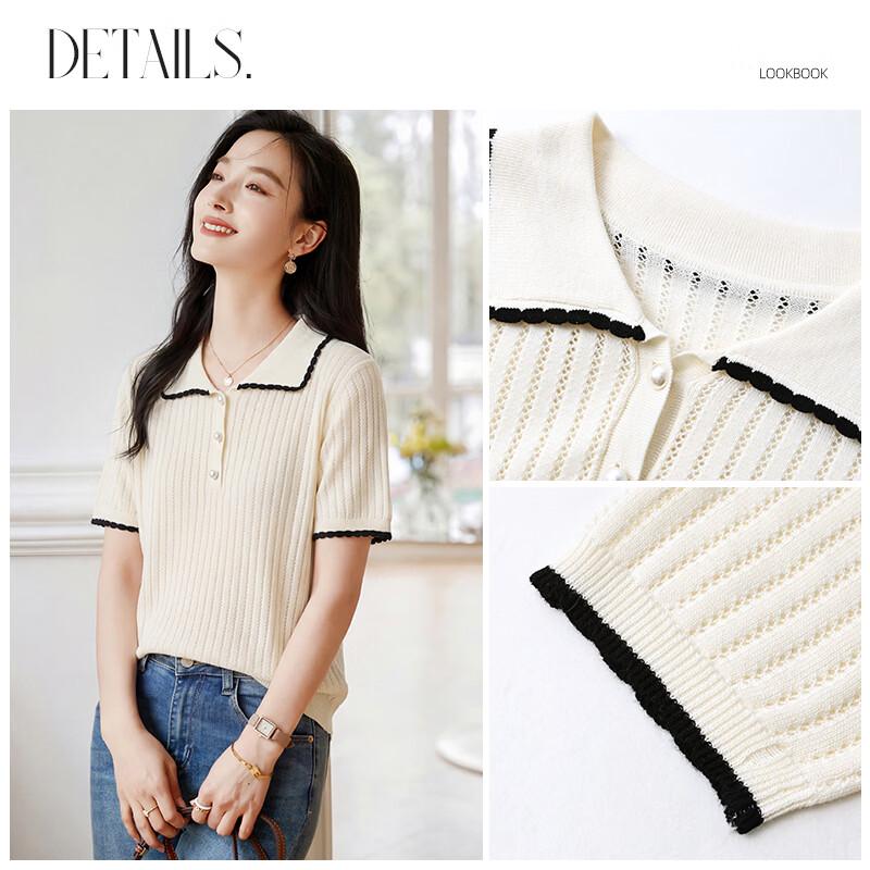 Women's Summer Knitted Short Sleeve Polo T-Shirt