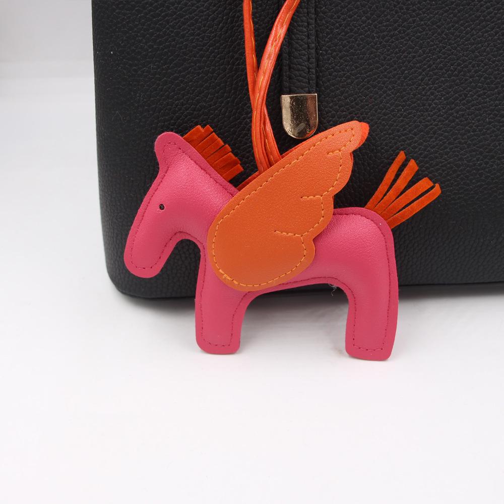 Pegasus Charm Tassel Keychain: Faux Leather Pony Backpack Accessory