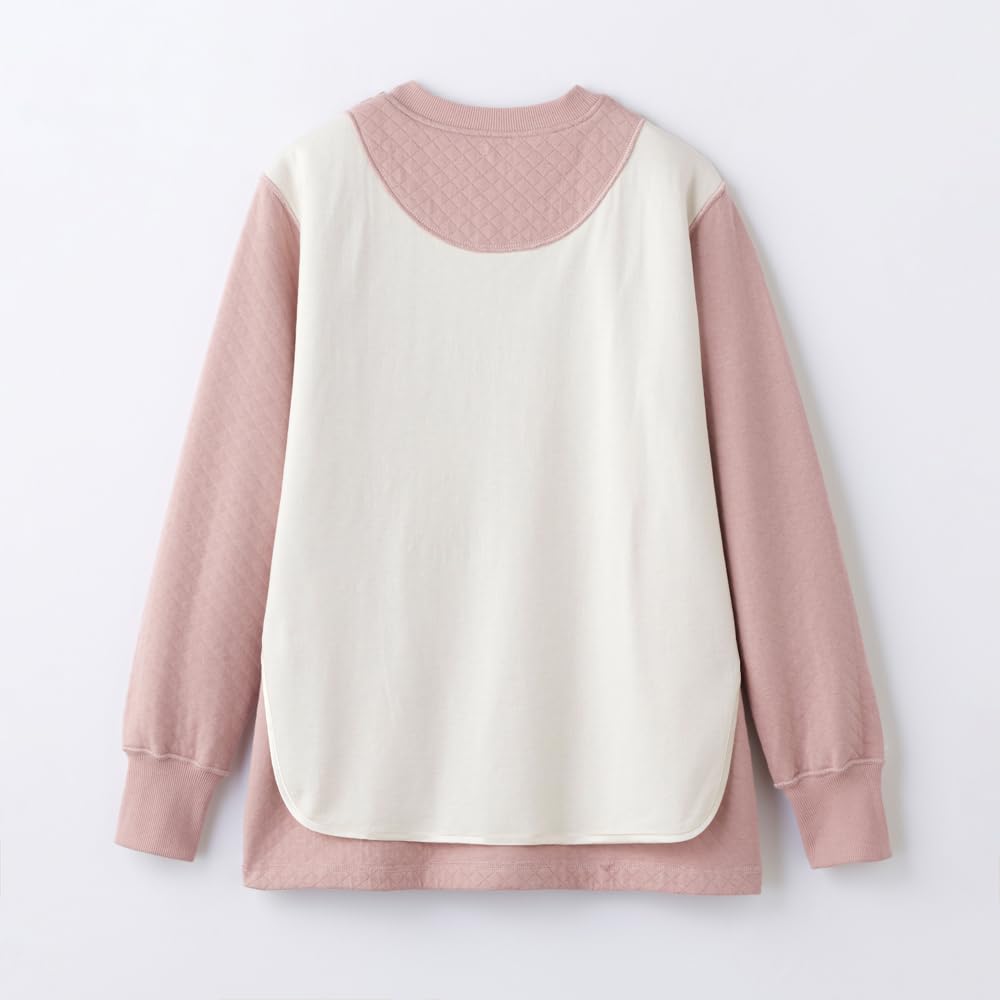 Gunze Fire Acedron Pajama Long Sleeves and Pants with Back Dark Pink Women's Top, Warmth, (TG4625)