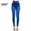 Fake Jeans Imitation Leggings Printed Super Elastic Women Faux Denim Pants High Waist Butt Lift Cropped Streetwear