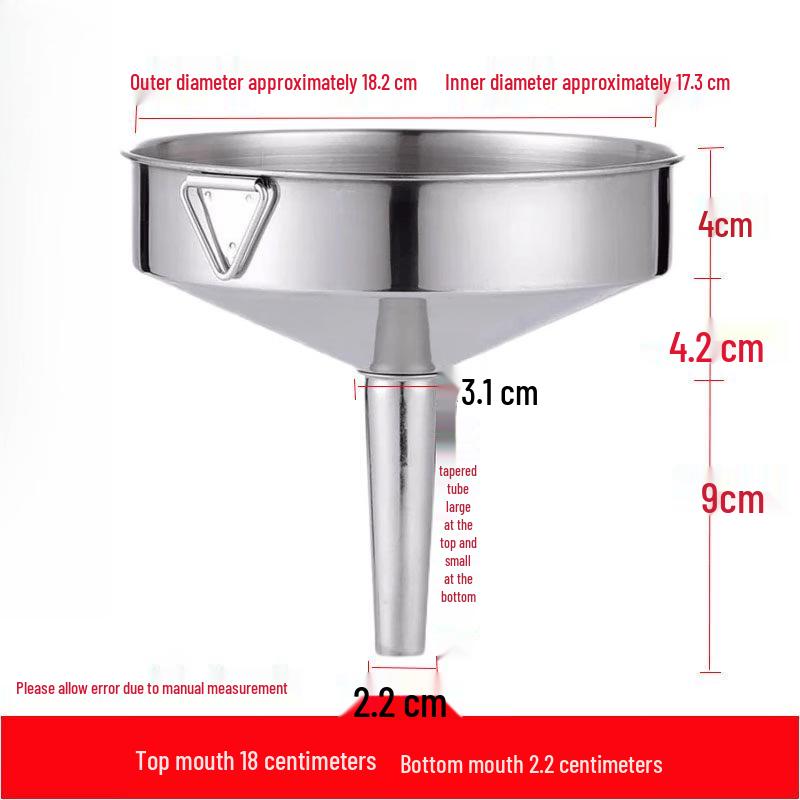 Ruhan Thickened Stainless Steel Funnel with Filter (18cm Top)