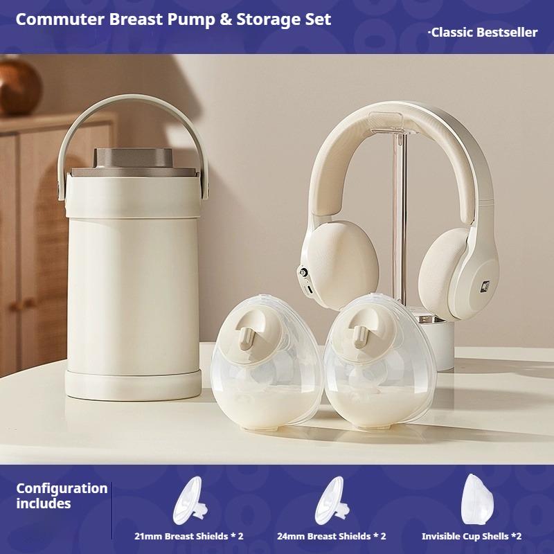 Hand-free Bilateral Electric Breast Pump Automatic Hot Compress Portable Neck Milker