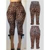 Women's High Waist Seven Eighth Length Pants Casual Leopard Print Stretch Yoga Pants