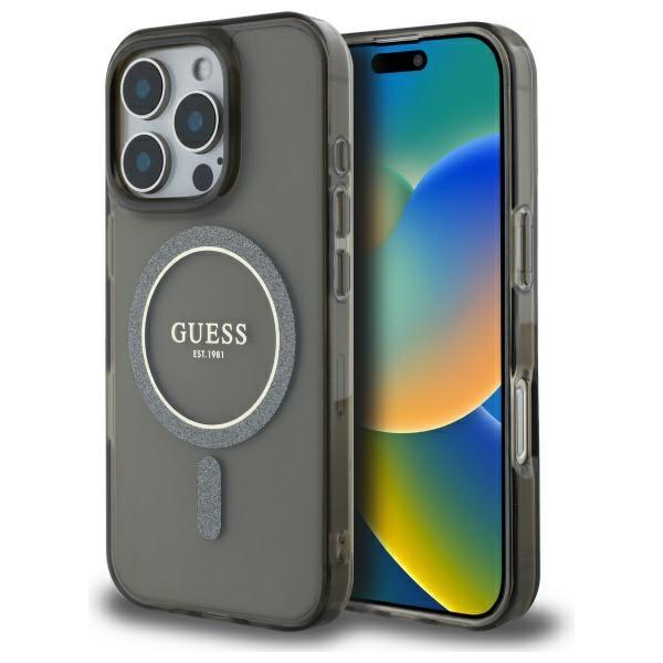 Guess Guhmp16Lhfgerek Iphone 16 Pro 6.3 Czarny/Black Hardcase Iml Glitter Circle Magsafe
